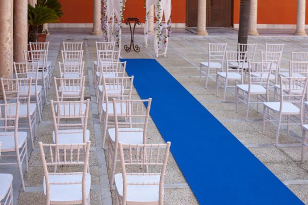 Moqueta azul para eventos y congresos